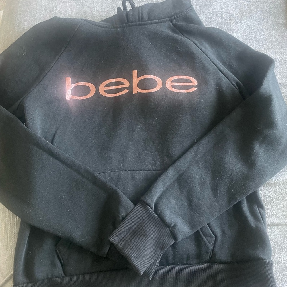 bebe Black Hoodie with Pink Logo